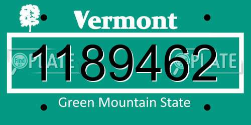 1189462 Vermont License Plate