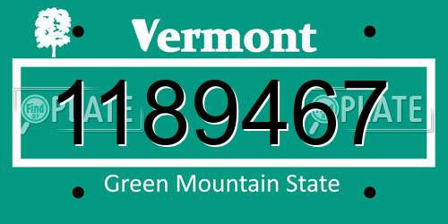 1189467 Vermont License Plate