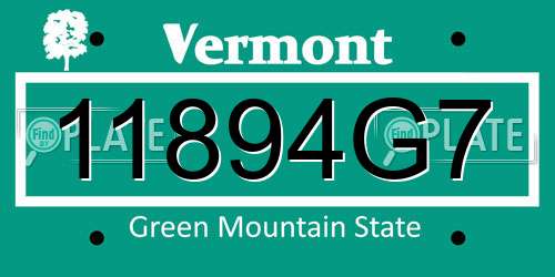 11894G7 Vermont License Plate