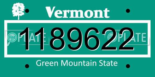 1189622 Vermont License Plate