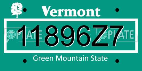 11896Z7 Vermont License Plate