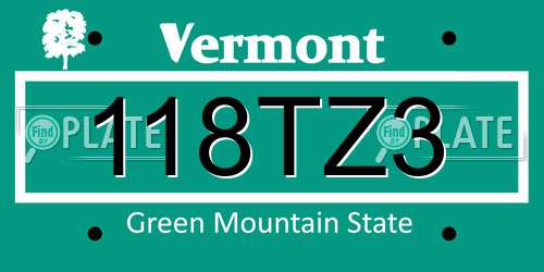 118TZ3 Vermont License Plate