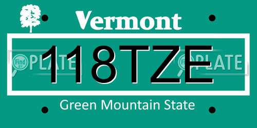 118TZE Vermont License Plate