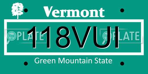 118VUI Vermont License Plate