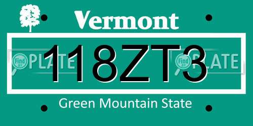 118ZT3 Vermont License Plate