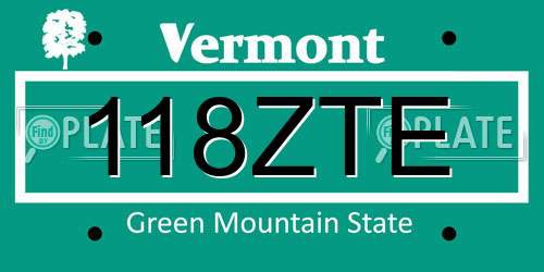 118ZTE Vermont License Plate