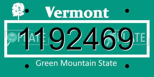 1192469 Vermont License Plate
