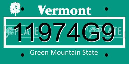 11974G9 Vermont License Plate
