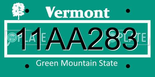 11AA283 Vermont License Plate