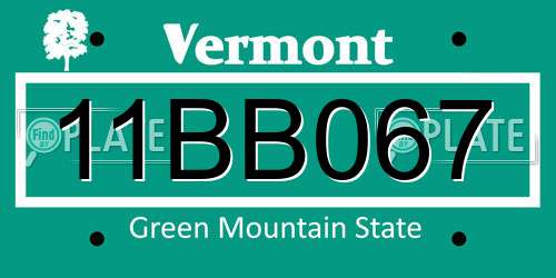 11BB067 Vermont License Plate