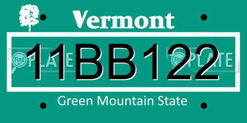11BB122 Vermont License Plate
