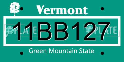 11BB127 Vermont License Plate