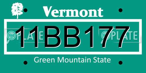 11BB177 Vermont License Plate