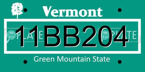 11BB204 Vermont License Plate