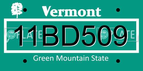 11BD509 Vermont License Plate