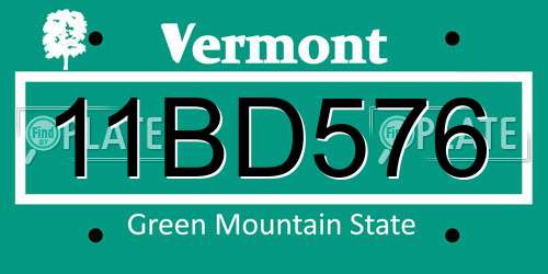 11BD576 Vermont License Plate