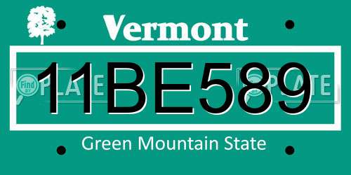 11BE589 Vermont License Plate