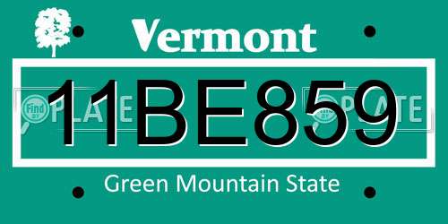 11BE859 Vermont License Plate