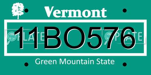 11BO576 Vermont License Plate