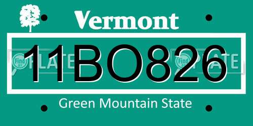 11BO826 Vermont License Plate