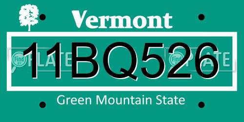 11BQ526 Vermont License Plate