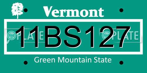 11BS127 Vermont License Plate