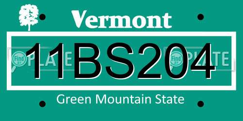 11BS204 Vermont License Plate