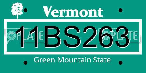11BS263 Vermont License Plate