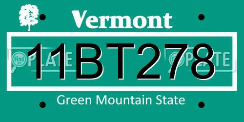 11BT278 Vermont License Plate