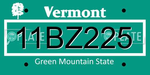 11BZ225 Vermont License Plate