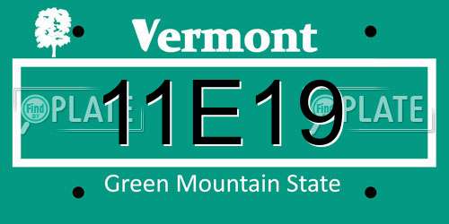 11E19 Vermont License Plate