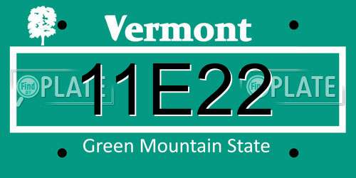 11E22 Vermont License Plate