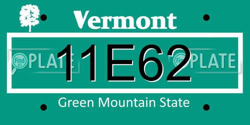 11E62 Vermont License Plate