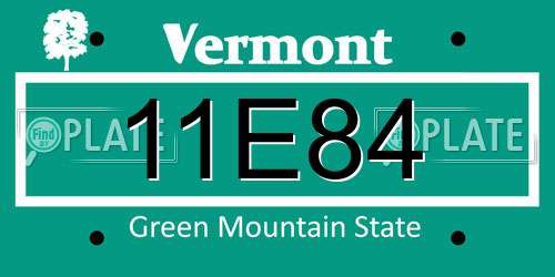 11E84 Vermont License Plate