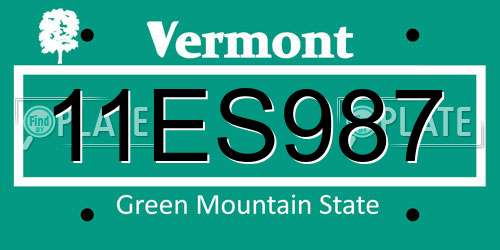 11ES987 Vermont License Plate