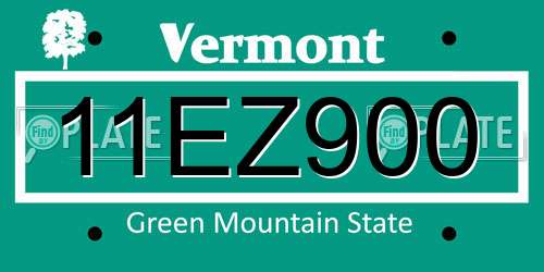 11EZ900 Vermont License Plate