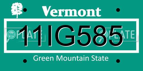 11IG585 Vermont License Plate
