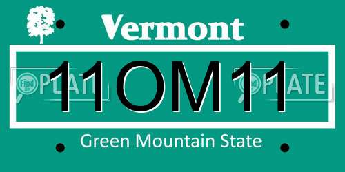 11OM11 Vermont License Plate