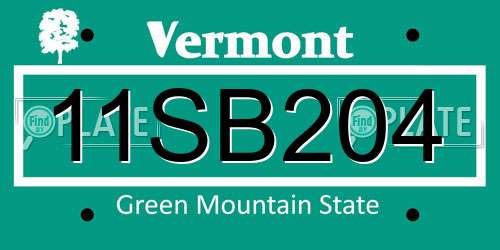 11SB204 Vermont License Plate