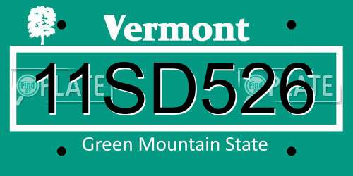 11SD526 Vermont License Plate