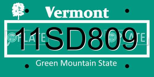 11SD809 Vermont License Plate