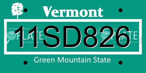 11SD826 Vermont License Plate