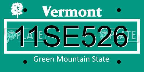 11SE526 Vermont License Plate