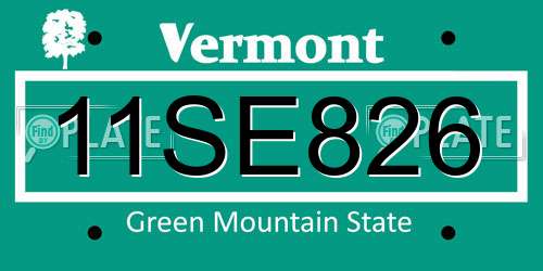 11SE826 Vermont License Plate