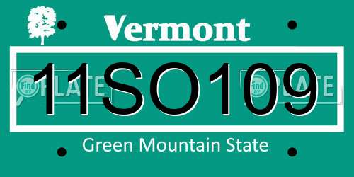 11SO109 Vermont License Plate