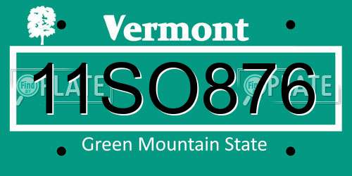 11SO876 Vermont License Plate