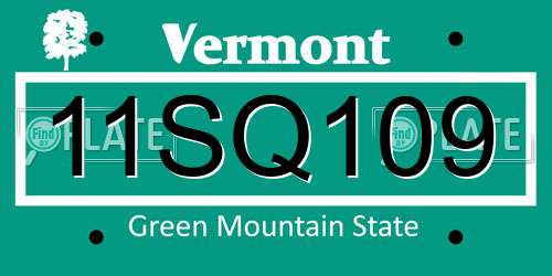 11SQ109 Vermont License Plate
