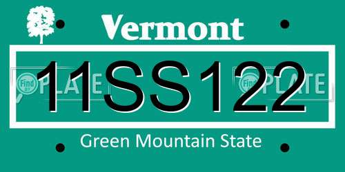11SS122 Vermont License Plate