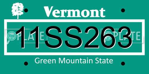 11SS263 Vermont License Plate