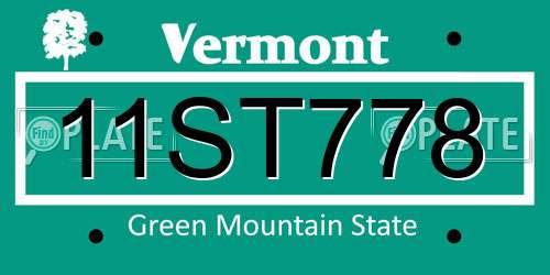 11ST778 Vermont License Plate